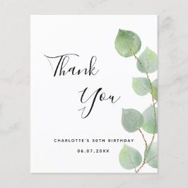 cumpleaños presupuestario 50 eucalipto tarjeta de