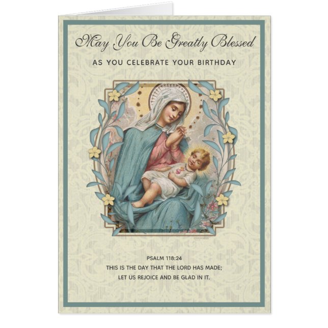 Cumpleaños Religioso Virgen María Jesús Escritura (Frente)
