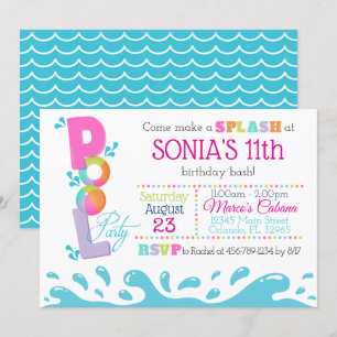 Cumpleaños rosado del verano de la invitación de