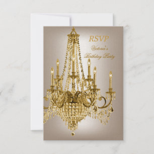 Cumpleaños RSVP Chandelier Metálico Dorado 2