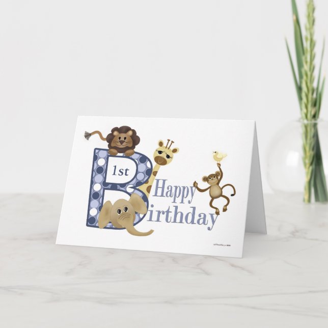 Cumpleaños Safari con plantilla azul (Anverso)