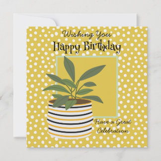 Cumpleaños Saludo a las plantas modernas Dorado Sa