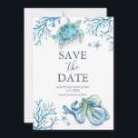 Cumpleaños Salven las tarjetas de fecha bajo el ma<br><div class="desc">Estos cumpleaños ahorran las tarjetas de fecha y cuentan con una frontera de criaturas oceánicas azules. Las palabras "Save the Date" se escriben en azul marino sobre un fondo blanco y nítido. Utilice los campos de plantilla para agregar detalles del personalizado. La tarjeta se invierte a un color coincidente. Una...</div>
