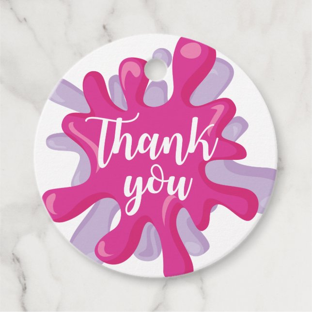 Cumpleaños Slime Gracias Favor Etiqueta Púrpura Ro (Anverso)