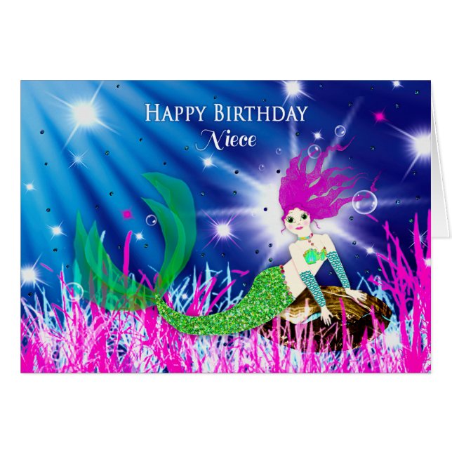 Cumpleaños, sobrina, sirena en aguas profundas (Anverso (Horizontal))