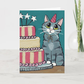 Cumpleaños Tabby Tarjeta de saludo para pintar gat