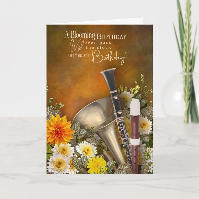 Cumpleaños Tarde con Tarjeta de Música de Clarinet (Anverso)