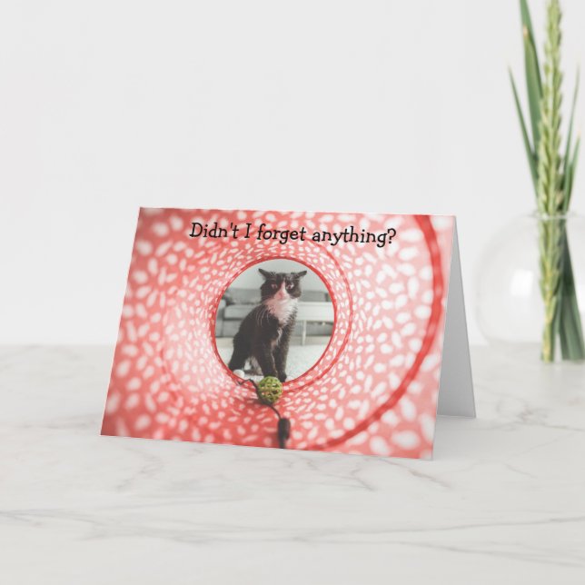 Cumpleaños tardío? Tarjeta divertida con gato (Anverso)