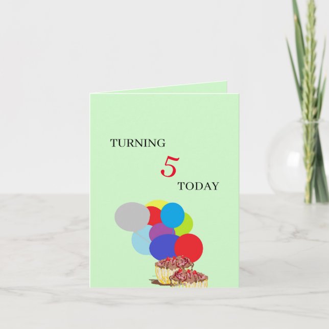 Cumpleaños: tarjeta de 5 años (Anverso)