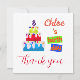 Cumpleaños tarjeta de agradecimiento con nombre y 