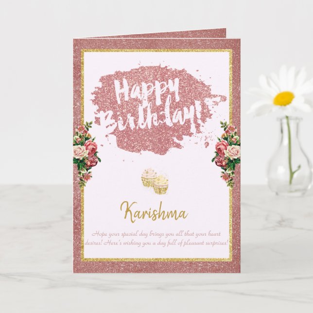 cumpleaños Tarjeta de oro de cambio de nombre pers (Planta pequeña)