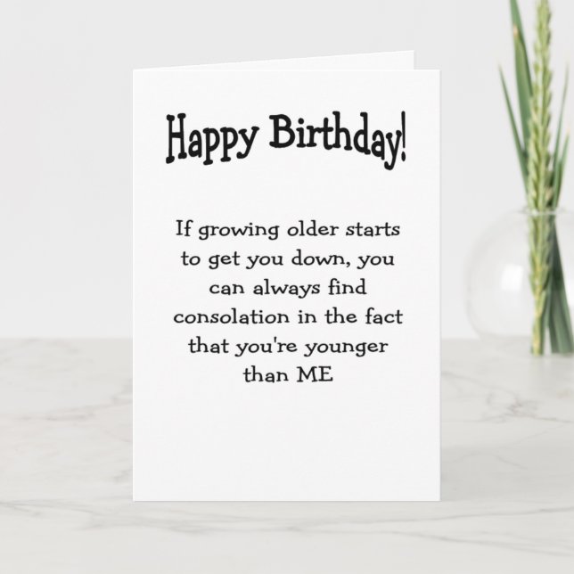 cumpleaños, tarjeta de saludo más joven que yo (Anverso)