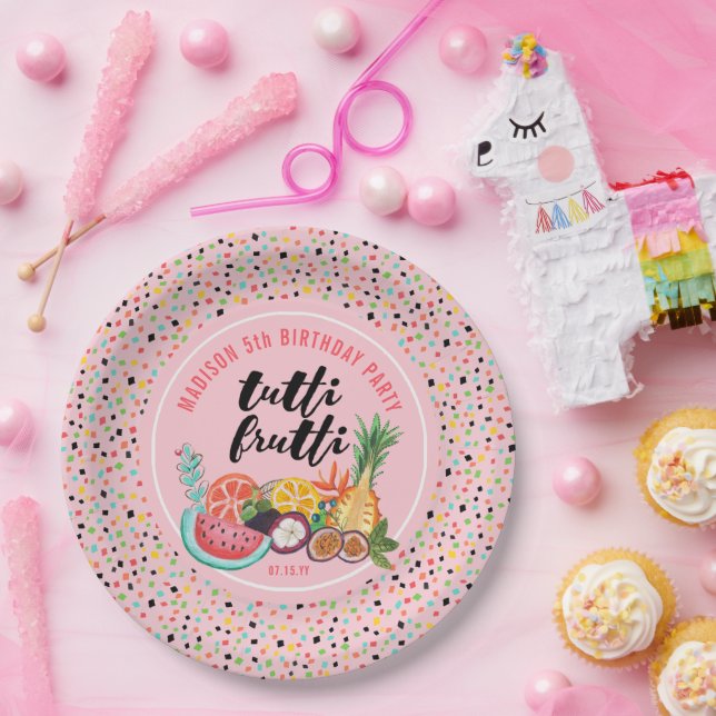 Cumpleaños | Tutti Frutti | Plato de papel para fi (Fiesta)