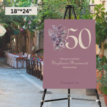 Cumpleaños Único de Mujer Crema Malva Floral 50