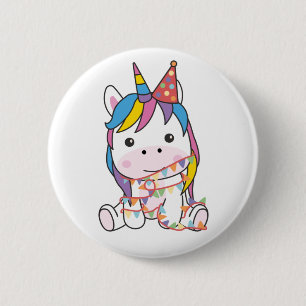 Cumpleaños Unicornio Para Niños Botón De Cumpleaño