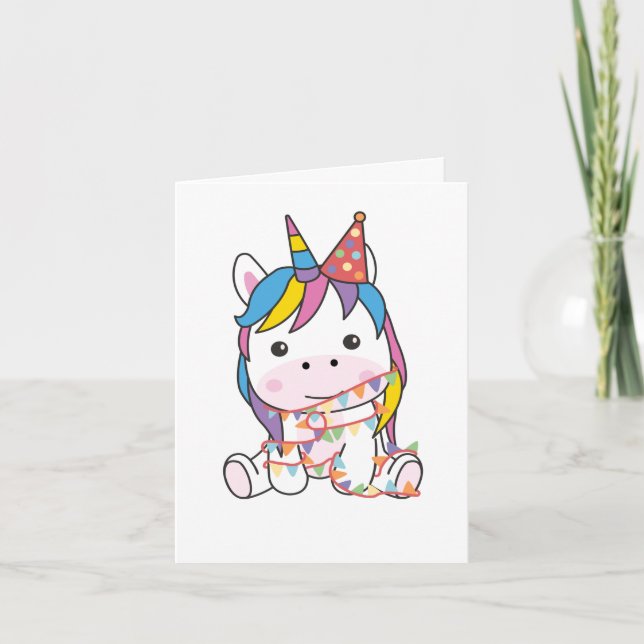 Cumpleaños Unicornio Para Niños Tarjeta De Fiesta  (Anverso)