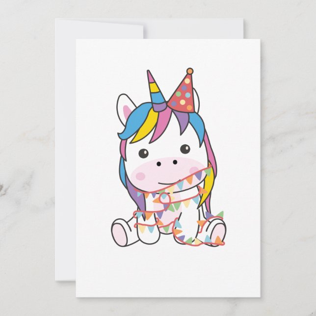 Cumpleaños Unicornio Para Niños Tarjeta De Fiesta  (Anverso)
