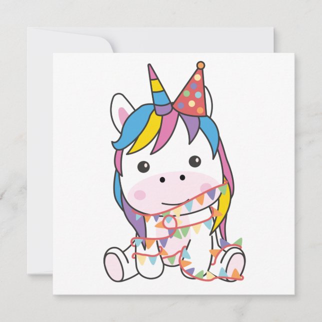Cumpleaños Unicornio Para Niños Tarjeta De Fiesta  (Anverso)