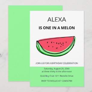 Cumpleaños Uno en un Melón Invitación de Sandía
