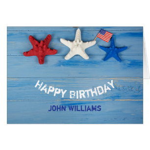 cumpleaños y 4 de julio, pez estrella y bandera