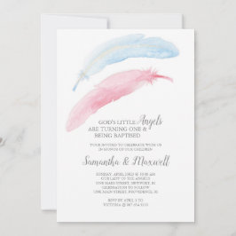 Cumpleaños y bautismo Pequeño Ángel Invitación