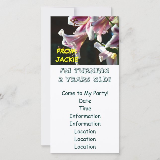 ¡CUMPLIENDO 2 AÑOS! Invitaciones de cumpleaños (Anverso)