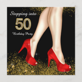 Cumpliendo 50 Invitación de Cumpleaños Zapatos Roj