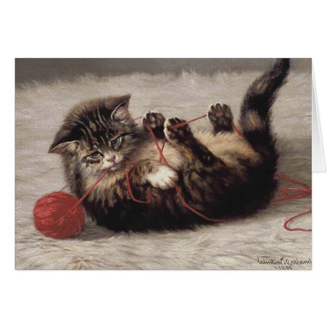 Cuna de Gato, Un Gato Jugando Con Una Bola de Hilo (Anverso (Horizontal))