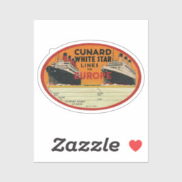 Cunard - Etiqueta de portaequipajes Vintage de est