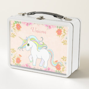 Cunicornio lindo y flores en rosa claro