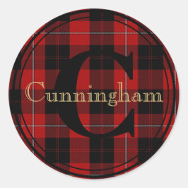 Cunningham Clan Tartán Monograma Nombre Sello Pega