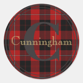 Cunningham Clan Tartán Monograma Nombre Sello Pega