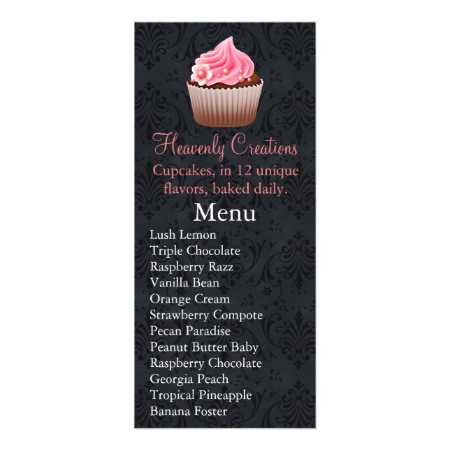 Cupcake Bakú Business Menu Tarjeta para rack (Frente)