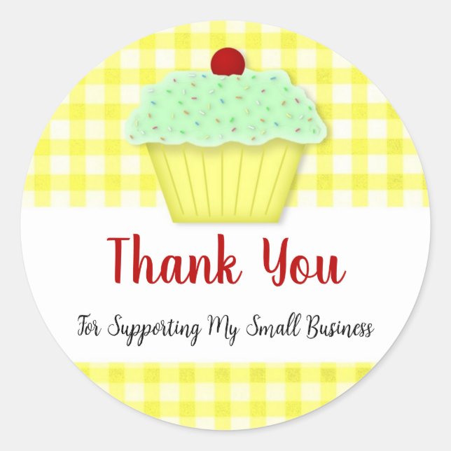 Cupcake Business Gracias Pegatina de Ronda (Anverso)