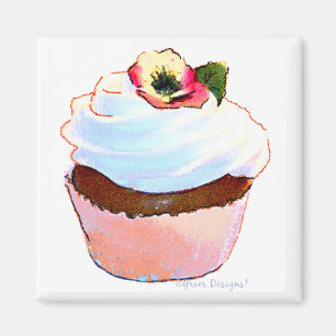 Cupcake con imán de diseño artístico pansy