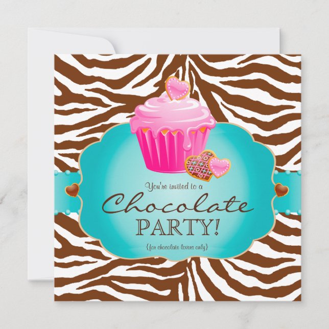 Cupcake de chocolate de invitación de panadería ro (Anverso)