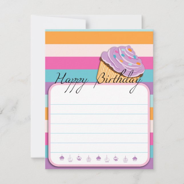 CUPCAKE FELIZ TARJETA PLANA DE CUMPLEAÑOS (Anverso)