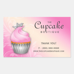 Cupcake lindo cumpleaños Pegatina Crown Pink