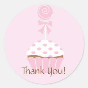 Cupcake Lollipop Feliz cumpleaños gracias Pegatina