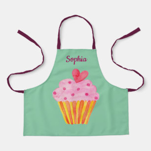 Cupcake Niños NOMBRE acuarela delantal