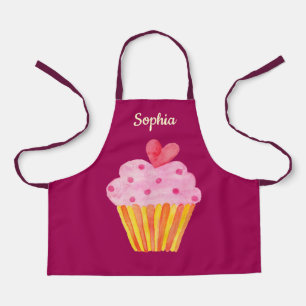 Cupcake Niños NOMBRE acuarela delantal