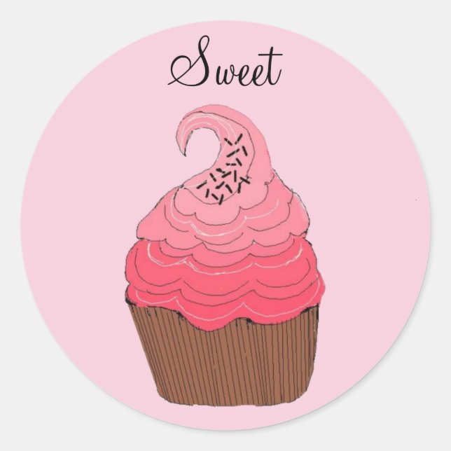 Cupcake rosa - pegatinas (Anverso)