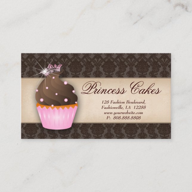 Cupcake Tarjeta de negocios Crown Pod Brown Dots (Anverso)