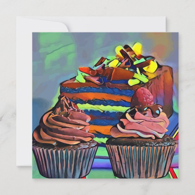 Cupcakes and cake Still life Abstract Art (Anverso)