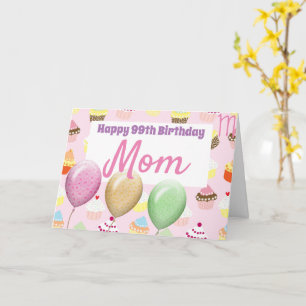 Cupcakes Balloons Tarjeta de cumpleaños para adult