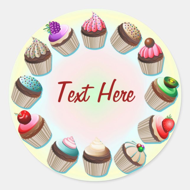 Cupcakes Colorful Circle Pegatina (Anverso)