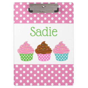 Cupcakes de puntos de Polka Portapapeles personali