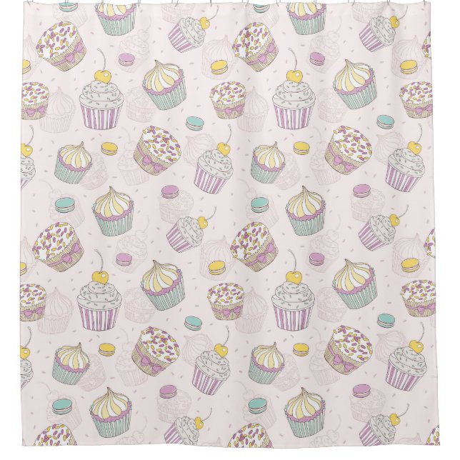 Cupcakes Pattern Cortina de ducha (Anverso)