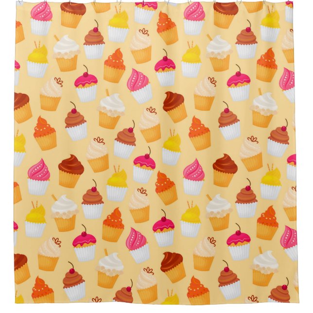 Cupcakes Pattern Cortina de ducha (Anverso)