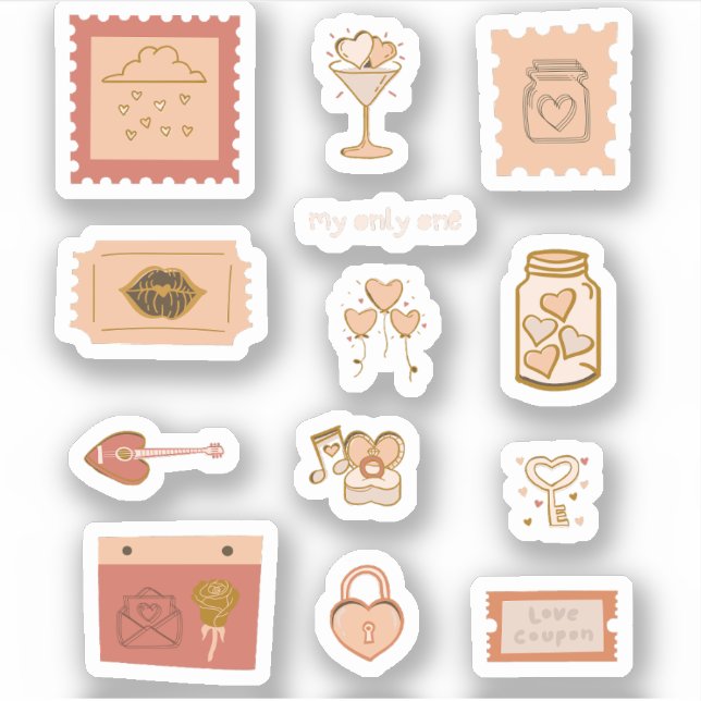 Cupid boho Love doodle scrapbook Pegatina (Anverso)